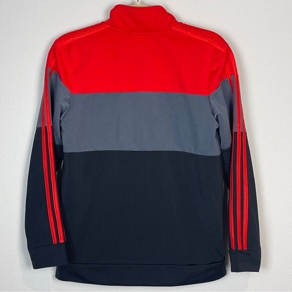 Adidas Red Black Grey Colorblock Track Jacket L 14/16 - Picture 5 of 5